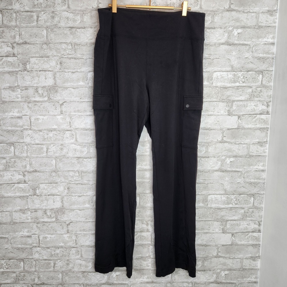 Athleta Delancey Straight‎ Cargo Pant Black Nylon Spandex Utility Travel Large
